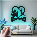 Insegna in metallo LED personalizzata per toelettatore di cani - Regalo per amanti degli animali - Decorazione per salone di toelettatura