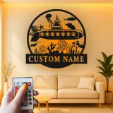 Custom Submarine LED Metal Wall Art | Personalized Nautical Sign | Ocean Lover & Diver Gift | Underwater Sea Decor