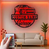Custom LED Garage Sign | Personalized Metal Car Art | Man Cave Automotive Decor | Gift for Car Enthusiast