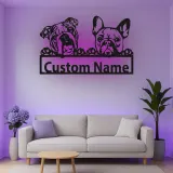 Cartel de metal LED personalizado de Bulldog y Bulldog Francés, regalo para amantes de los perros, decoración para la sala de estar