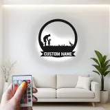 Arte da parete LED in metallo da golf personalizzata | Insegna personalizzata padre e figlio | Regalo per papà golfista | Decorazione man cave e home bar