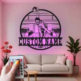 Custom Bowling Player Led Light Metal Wall Art Personalized Gift for Bowlers Game Room Decor
