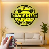 Personalisierte LED-Lichtsignatur für Lkw | Metall-Wandkunst für die Garage | Vintage Man Cave Dekor | Geschenk für Auto-Enthusiasten