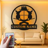 Cartel de metal LED de caza de ciervos personalizado Regalo para cazadores Decoración de cabaña rústica 2