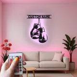 Personalisierte LED-beleuchtete Metall-Wandkunst mit Boxhandschuhen – Geschenk für Boxer, Fitnessstudio oder Männerhöhle 1