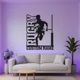 Custom Rugby Player LED Metal Sign | Personalized Athlete Name Light | Sports Game Room Decor | Gift for Coach or Rugby Fan