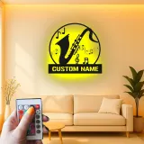 Panneau LED Saxophone Personnalisé | Décoration Murale en Métal Personnalisée | Cadeau pour Musicien de Jazz, Décor de Salle de Musique, Boîte Lumineuse de Studio