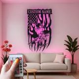 Custom Baseball Player Led Light Metal Wall Art Sports Fan Gift Game Room Decor for Baseball Lovers
