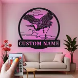 Insegna in metallo LED gru personalizzata regalo per amanti della natura decorazione elegante per soggiorno