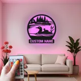 Panneau métallique personnalisé plongeon huard avec LED | Décoration murale pour maison de lac | Déco rustique pour amoureux de la nature