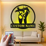 Custom Ballet Shoes Led Light Metal Wall Art Dancer Gift for Ballet Lovers Dance Studio Decor