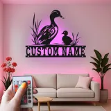 Custom Duck Family Led Light Metal Wall Art Personalized Nature Lover Gift Bedroom or Nursery Decor