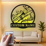 Cartel de metal LED personalizado de trombón, regalo para músicos, decoración de sala de música para amantes de la música