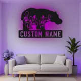 Personalisiertes LED-beleuchtetes Metallschild mit Nilpferd – Geschenk für Tierliebhaber, Kinderzimmer oder Wohnzimmer Dekoration