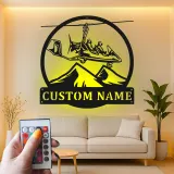 Personalisierte Gyrokopter-Schild | LED-Metall-Wandkunst | Individuelles Pilotengeschenk für Hangar, Aviator Man Cave & Büroschmuck
