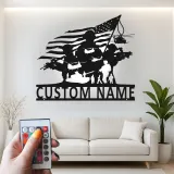 Soldier Silhouette Metal Sign | Custom Military Wall Art with LED | Patriotic Decor for Veterans
