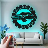 Custom Muscle Car Led Light Metal Wall Art Personalized Gift for Car Enthusiasts Garage or Man Cave Decor 2