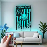 Enseigne de golf personnalisée pour man cave | Décoration murale en métal sur mesure avec LED | Cadeau patriote pour golfeur