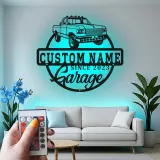 Décoration murale en métal personnalisée camionnette avec rétroéclairage LED - Cadeau de garage pour lui, décoration de man cave