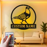 Personalized Pigeon LED Sign | Custom Metal Bird Wall Art | Realistic Silhouette Home Decor for Bird Lovers