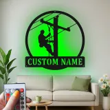 Regalo Personalizzato per Lineman | Insegna in Metallo Retroilluminata con LED | Insegna per Elettricista | Decorazione per Lavoratori di Pali
