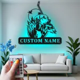 Insegna di Caccia Personalizzata Labrador | Arte da Parete in Metallo LED per Papà Cacciatore | Decorazione per Cani Anatra Personalizzata | Arte per Man Cave e Baita
