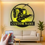 Cartel de metal personalizado con luz LED de cosechadora de forraje, regalo para agricultores, decoración agrícola para casa de campo