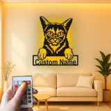 Insegna in metallo personalizzata con luce LED per gatti - Regalo per amanti dei gatti, decorazione per soggiorno o camera da letto 1