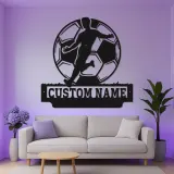 Cartel de Metal de Jugador de Fútbol Personalizado | Decoración Mural LED Personalizada | Decoración para Habitaciones de Atletas | Regalo de Fútbol con Nombre