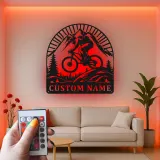 Custom Mountain Biker Metal Wall Art | Personalized Cyclist LED Sign | Outdoor Adventure Decor for Home & Garage | Gift for Him