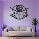 Panneau de golf personnalisé avec prénom | Décoration murale en métal LED | Cadeau sur mesure pour golfeur | Déco de bar sportif et bureau