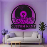 Cartel de metal LED de disco de vinilo personalizado para amantes de la música, regalo para estudio en casa 1
