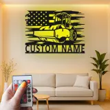 Panneau Métallique Routeur Personnalisé | Art LED de Construction Personnalisé | Cadeau pour Opérateur de Machinerie Lourde | Décoration de Garage Industrielle
