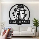 Arte da Parete LED a Forma di Fungo | Insegna con Nome Personalizzato | Decorazione Rustica per Casa, Ufficio | Regalo per Giardiniere