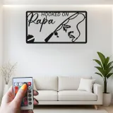Personalisierte Fischer-Geschenk | Individuelles LED-Metallschild mit Namen | Dekoration für das Ferienhaus von Papa & Opa | Hooked on Papa-Schild
