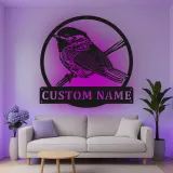 Personalisierte Vogel LED-Beleuchtung Metall-Wandkunst Geschenk für Naturliebhaber Schlafzimmer oder Wohnzimmer Dekor 1