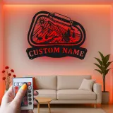 Cartel de metal LED personalizado de camping en montaña regalo para entusiastas del aire libre decoración de cabaña o campamento
