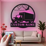 Insegna in metallo LED personalizzata per camion, regalo per camionisti, decorazione per garage per appassionati di camion 1