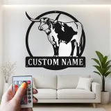 Custom Texas Longhorn Sign | LED Metal Wall Art for Ranch Decor | Personalized Farmhouse Cattle Gift