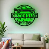 Insegna in metallo LED personalizzata per garage con auto muscolare regalo per appassionati di auto decorazione man cave