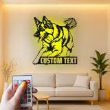 Arte da parete LED in metallo con Pastore Tedesco | Insegna personalizzata con nome del cane | Regalo commemorativo personalizzato per amanti dei cani