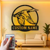 Cartel de metal LED de pato personalizado Regalo para amantes de la naturaleza Decoración de cabaña rústica
