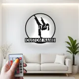 Insegna in metallo personalizzata LED Karate Kick Regalo per Arti Marziali Decorazione per Dojo o Palestra
