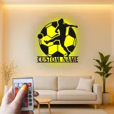 Cartel LED de Jugador de Fútbol Personalizado | Decoración Mural de Metal Personalizada | Decoración de Habitación de Adolescentes y Regalo Deportivo para Atletas