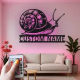 Custom Snail Metal Wall Art with LED | Personalized Gardener Gift | Outdoor Patio & Garden Decor | Realistic Silhouette Sign