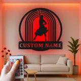 Insegna in metallo personalizzata con silhouette di ballerino retroilluminata regalo per amanti della danza decorazione per studio o camera da letto