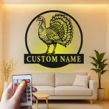Insegna in metallo LED personalizzata con tacchino - Regalo di ringraziamento, decorazione per cucina o sala da pranzo