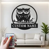 Cartel de búho a medida con luces LED | Decoración mural de metal de búho real personalizado | Decoración salvaje para amantes de la naturaleza | Cartel rústico para cabaña