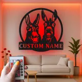 Cartel de metal LED personalizado de dúo de burros, regalo de granja, decoración para el granero o el salón