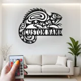 Décoration murale en métal personnalisée avec lézard et rétroéclairage pour les amoureux des reptiles